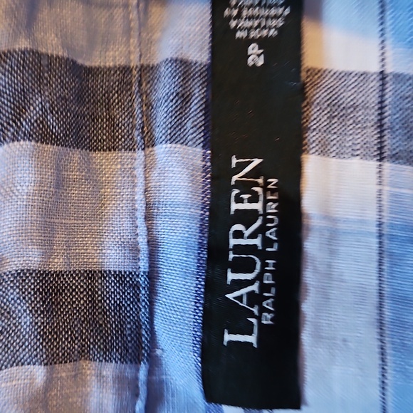 NWOT! Ralph Lauren Women's Floral & Plaid Linen Shirtdress Blue/White Size 2p 🌺 - Picture 11 of 12